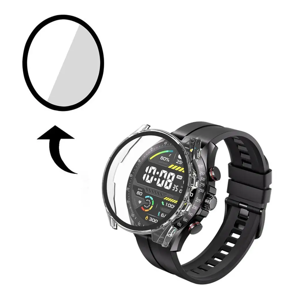 Premium Tempered Glass Case with Silicone Strap - Protective Cover and Replacement Band Accessories
