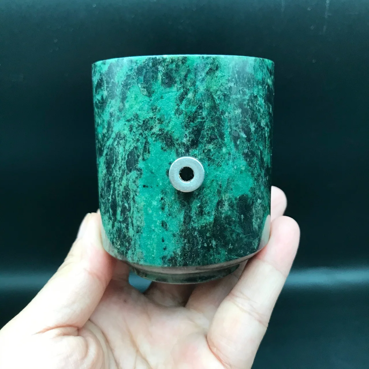 Dark Green Jade Teacups Health Gongfu Teaware Healing Magnetic Stone Straight Cup Genuine Chinese Jades Kung Fu Teaset ceramic coffee cup set