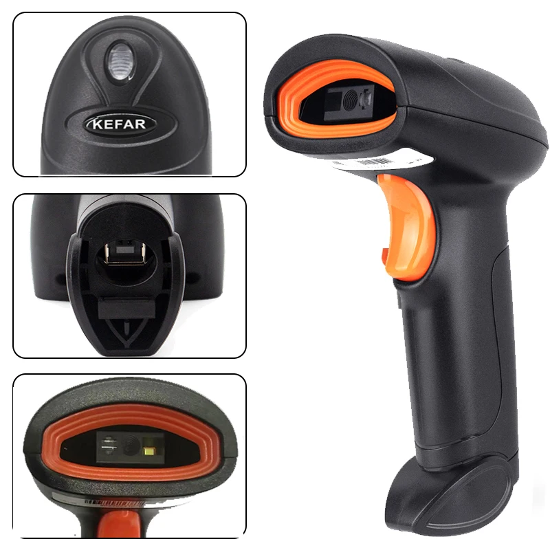 KEFAR Wireless Barcode Scanner Wired Handheld Barcode Reader Bluetooth QR PDF417 DM Codes Reader for Smartphone Screan barcode scanner