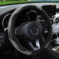 PU Carbon Fiber Leather Car Steering Wheel Cover without Inner Ring Suitable for 14.5-15 Inches of Automotive Supplies 4