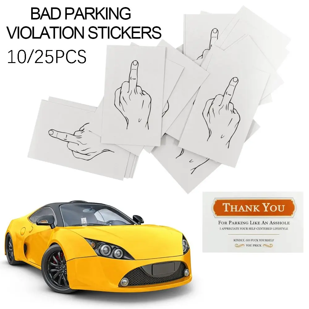 Simplicity Middle Finger Card Gift Warning Sign Card Promemoria Card Parcheggio Irregolare Bad Parking Violation Stickers