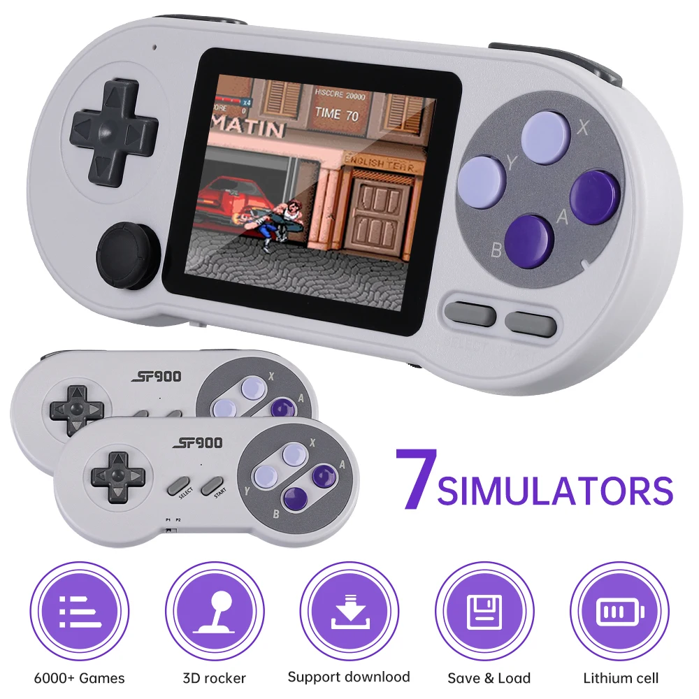 Video Game Console SF2000 Portable Handheld 3 inch IPS Screen Built-in 8000+ Games Retro TV Player AV Output