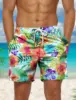 Fashion Men's Board Short Swim Shorts Swim Trunks Drawstring Graphic Print Flower Floral Quick Dry Short Casual Holiday Hawaiian 1