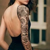 Large Full Arm Sleeve Waterproof Temporary Tattoo Sticker Clock Rose Flower Dove Bird Totem Fake Tatoo Body Art Men Women Leg 2