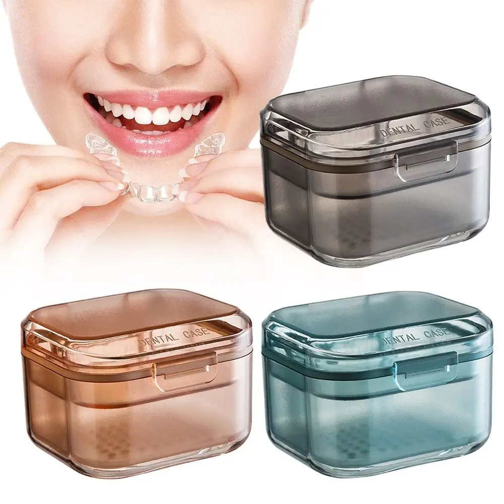 

Transparent Dental Cleaning Soak Orthodontic Retainer Denture Case Tooth Socket Box Braces Storage Box Mouth Guard Container