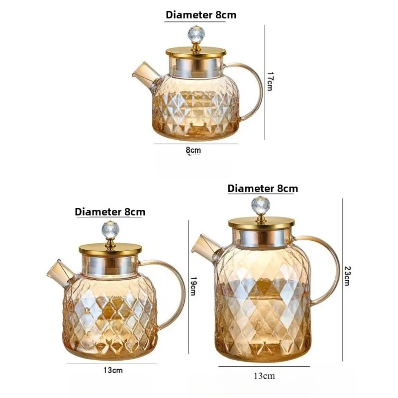 Elegant Amber High Borosilicate Glass Water Bottle and Teapot - Large Capacity