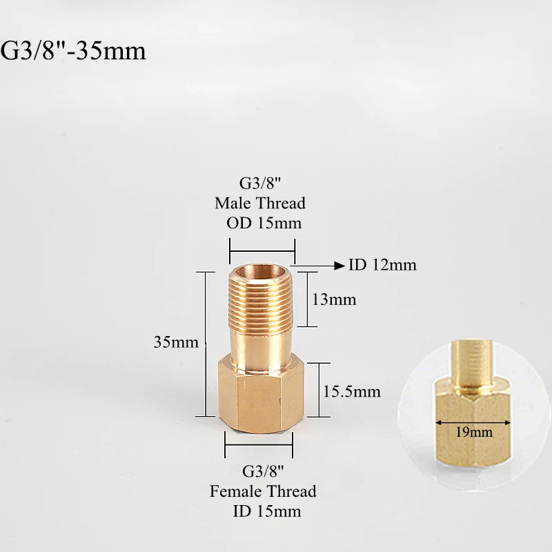 75mm 1/4 BSP Male To Female Thread Brass Pipe Extension Fitting Connector