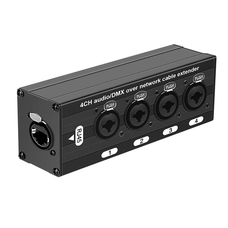 1쌍 4채널 3핀 XLR 또는 6.3mm 오디오 및 DMX 네트워크 케이블 연장기, DMX512 네트워크 신호 연장기(수+암)