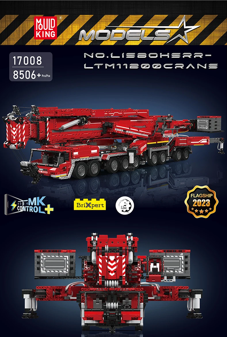 Mould King 17007 17008 Technischer RC Liebherr LTM 11200 Kran Baustein-Set für Kinder – Weihnachtsauto-Modellspielzeug – Detail 10