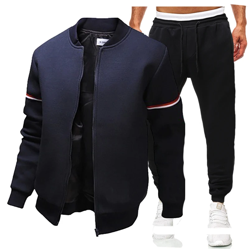 Jackets Sweatpants Male Set Arm Stripes Coat Pants Men's Tracksuit Casual Sportswear Casual Fashion New Men's Clothing