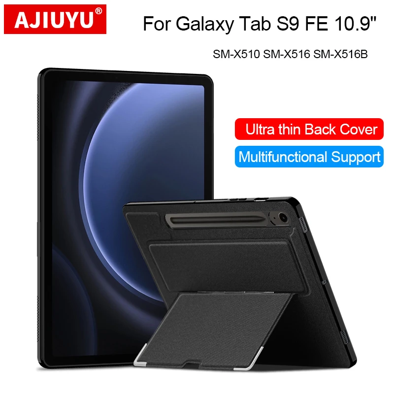 삼성 갤럭시 탭 S9 FE용 케이스, 10.9 인치 2023 스탠드 커버 쉘, 탭 S9FE SM-X510 SM-X516 태블릿용 경량 킥 스탠드 백 케이스