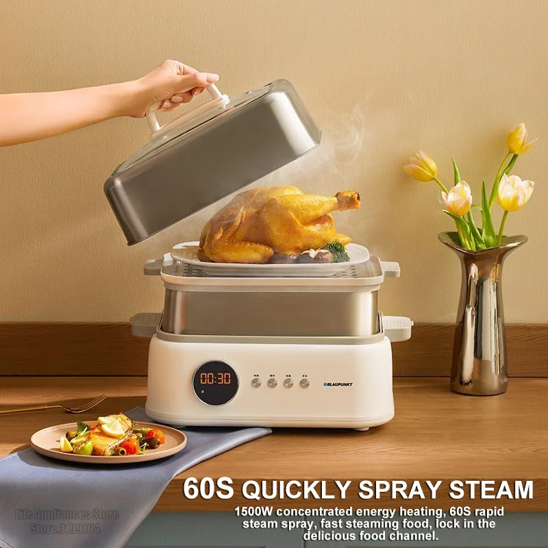 BLAUPUNKT Multifunction Electric Steamer 10L Double Layer 60S Fast Steam  Pot Cooker Steaming Rice Fish Coarse Stainless Steel - AliExpress