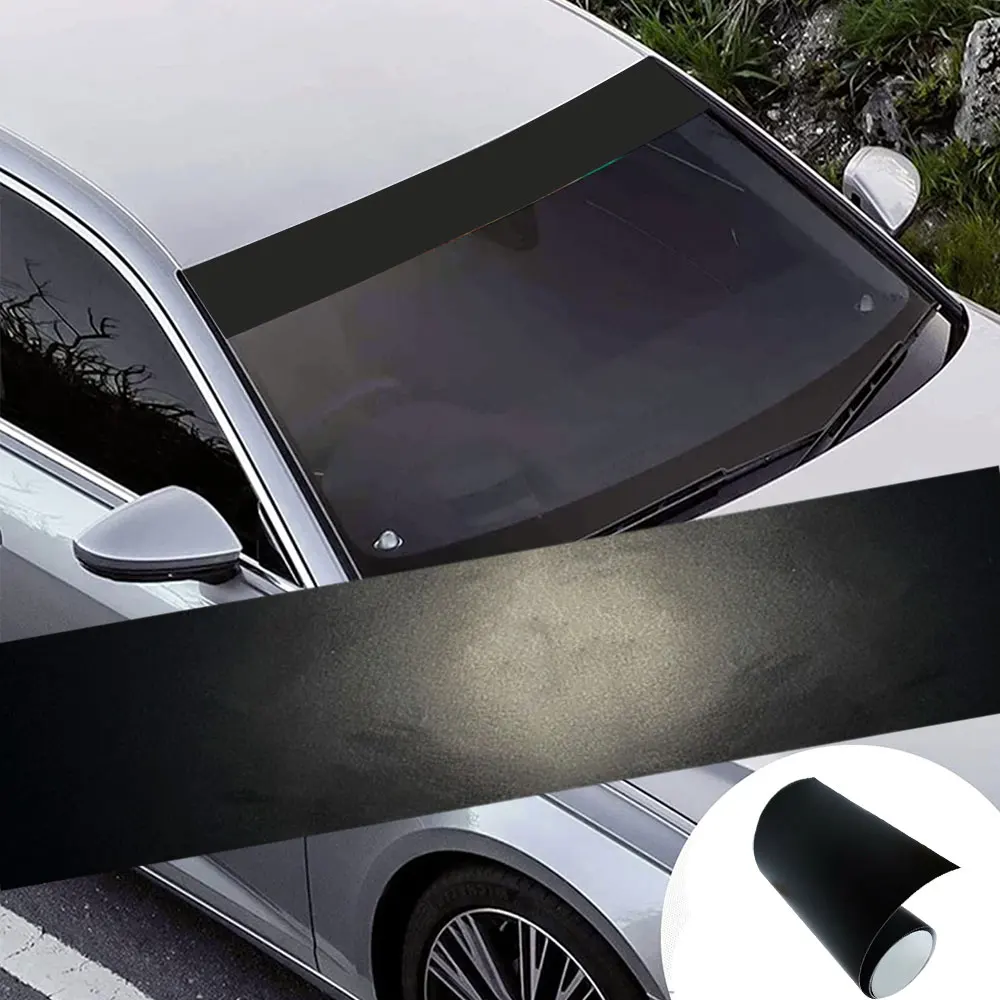1Pc Car Matte Black Sun Strip 130 X20Cm Van Parabrezza Sunstrip Adesivi Per Auto Parabrezza Sun Strip Universal Outdoor Decor Decal