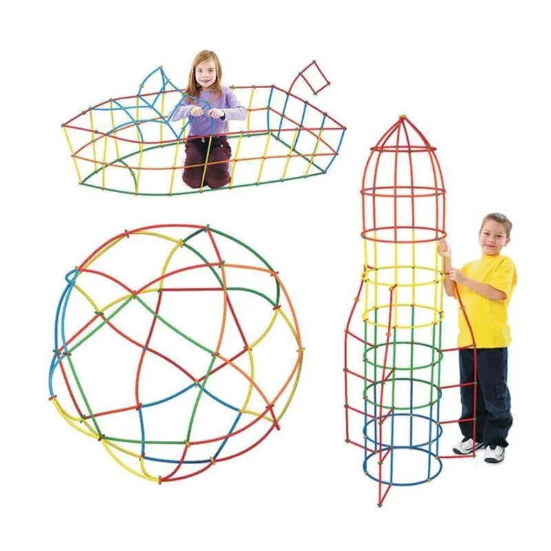 Straw Constructor Brinquedos para Crianças, Palhas e Conectores, Conjuntos de Construção, Engenharia, Blocos, Brinquedo Educativo
