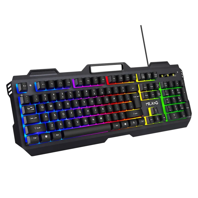 keyboard for multiple computers Mechanical Feel Gaming Keyboard Mouse Set Metal Iron Plate Floating Keycap USB Wired Colorful Luminous Keyboard for PC Gamer computer keypad Keyboards