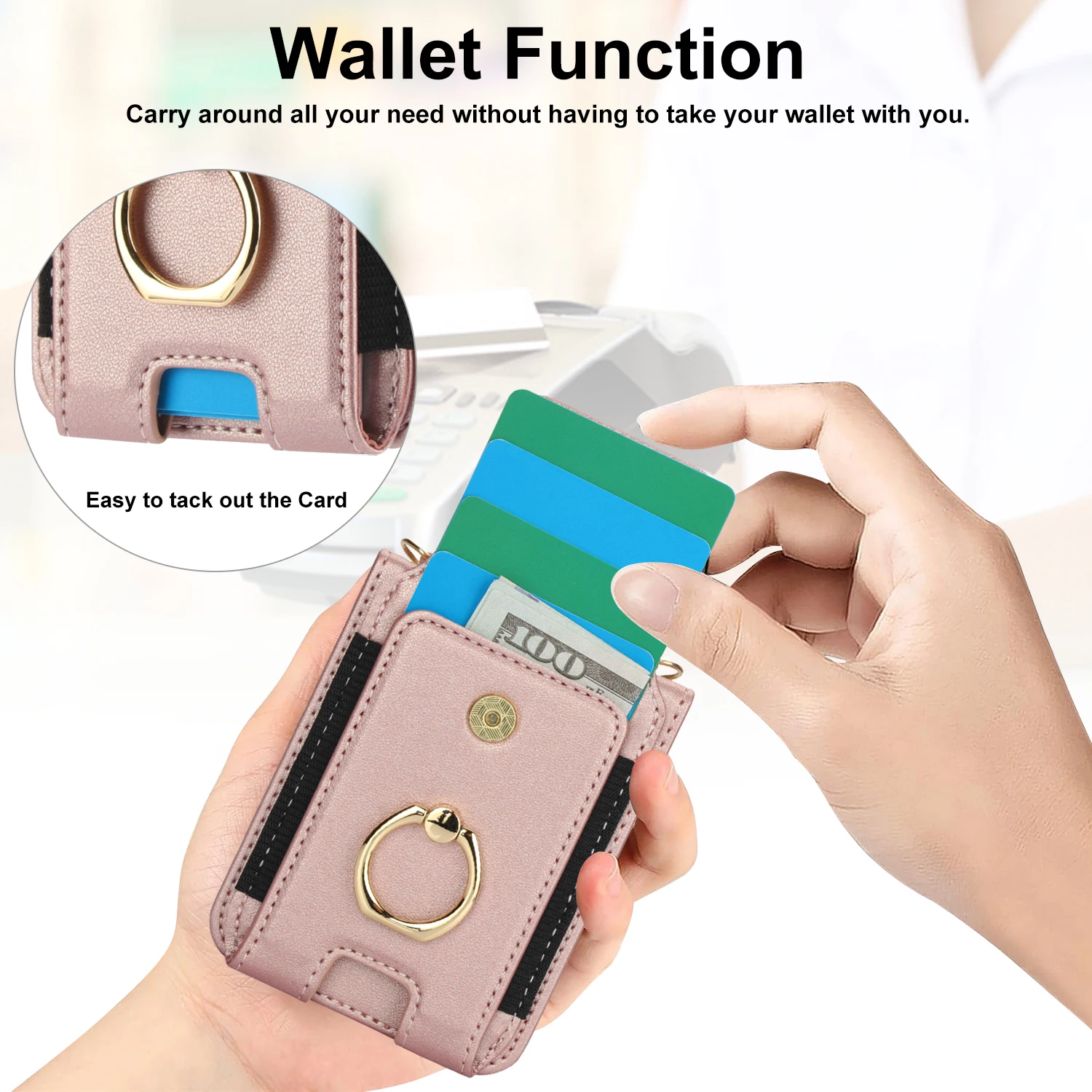 Elastična kožna futrola za prstenje s karticama za Samsung Galaxy Z Flip 6 5 4 3 5G Flip6 Flip5, vertikalna torba s vrpcom_voghion.com