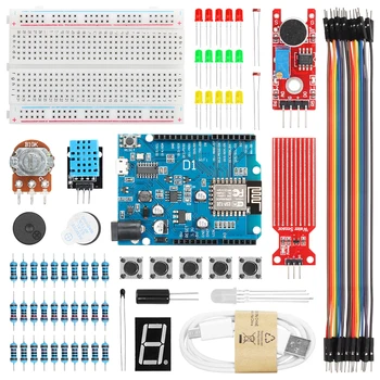 TSCINBUNY 아두이노 프로그래밍용 기본 스타터 키트, D1ESP8266 WiFi R3 구성 요소, DIY 전자 키트 교육용 전체 세트