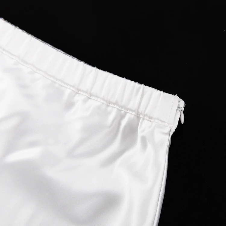 White Satin High Waist Long Skirt For Women Zipper Side Split Slim Elegant Party Maxi Skirt Y2k Outfit Female Long Skirt