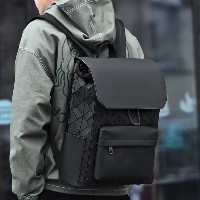 Luxury Brand Design Backpack Men Fashion Plaid Men's Backpack  Large-capacity Travel Backpack Male PU Leather School Bag Backpack -  AliExpress
