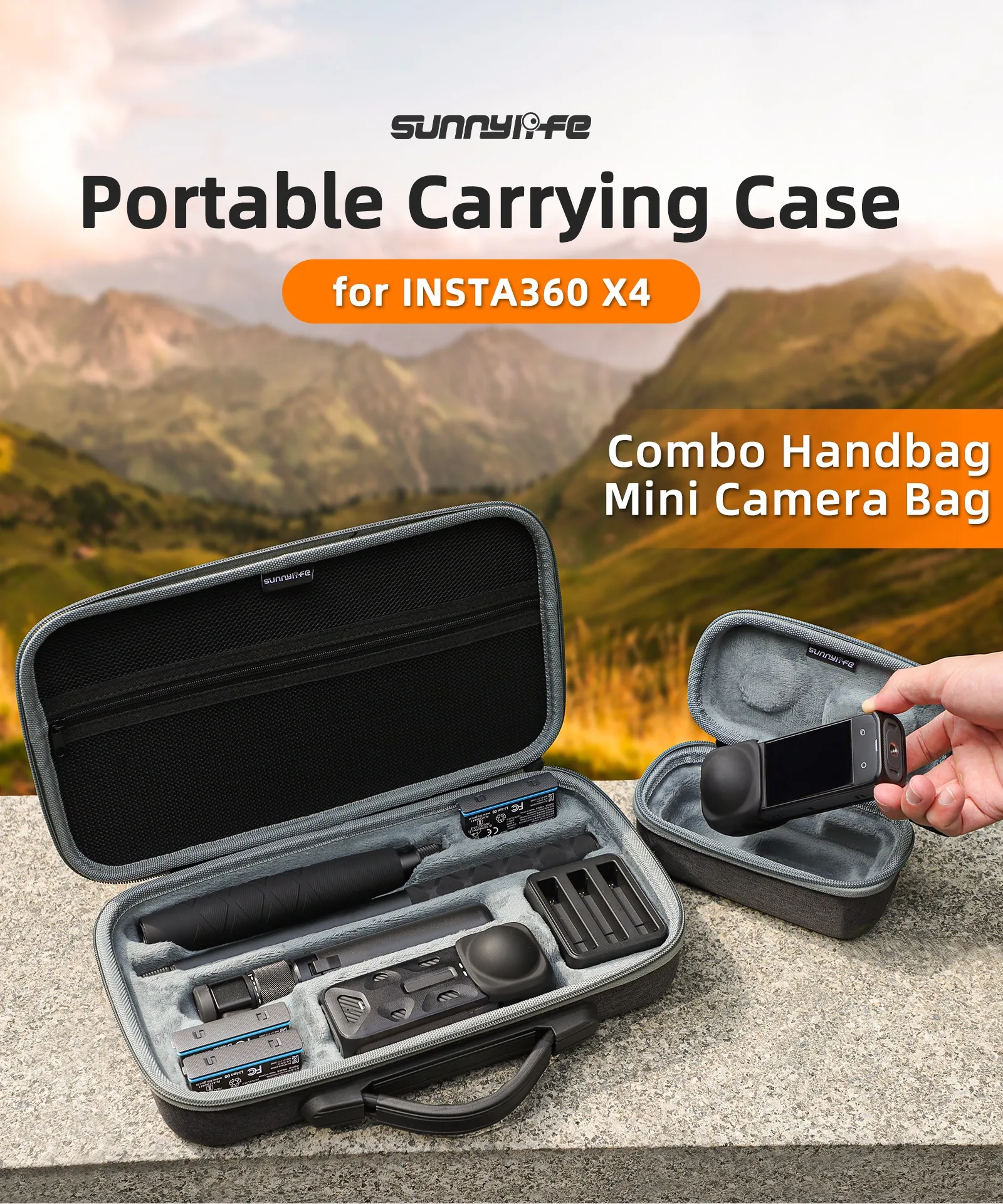 휴대용 스크래치 방지 보호 보관 가방, 카메라 운반 가방 액세서리, Insta36..