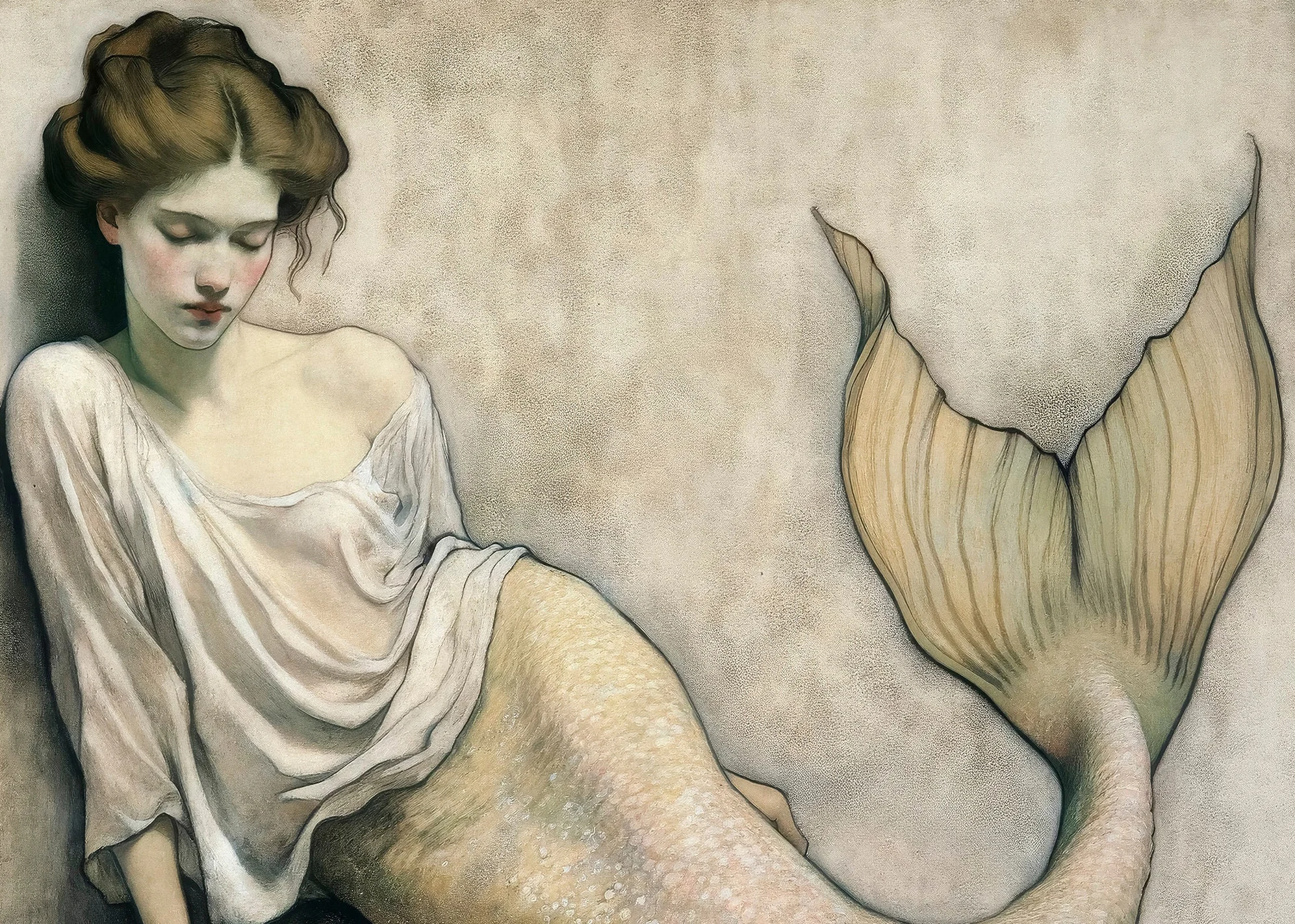Submerged Elegance: Tranquil Merman Wall Art Decor