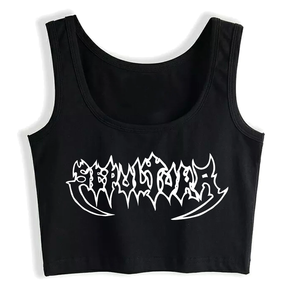 The Brazilian Metal Band Sepultura Print Sexy Slim Crop Top Girl's