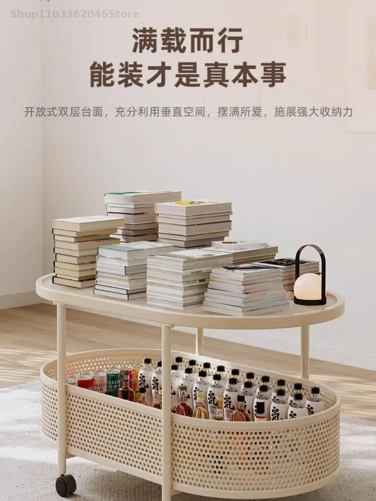 Living Room Coffee Table Small Apartment Movable Coffee Table Cream Style New Sofa Side Glass Small Storage