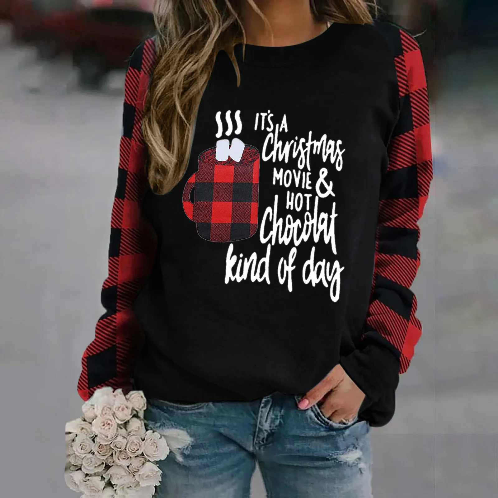 Christmas Hoodies Womens Long-Sleeves Korean Printing Blouse Womens Pullover Top Oversized Cool Sweatshirts 2023 Hoody Sweater joggers brand autumn winter hoodies pants two piece set new york printing men womens hoodies tracksuits thick warm clothes