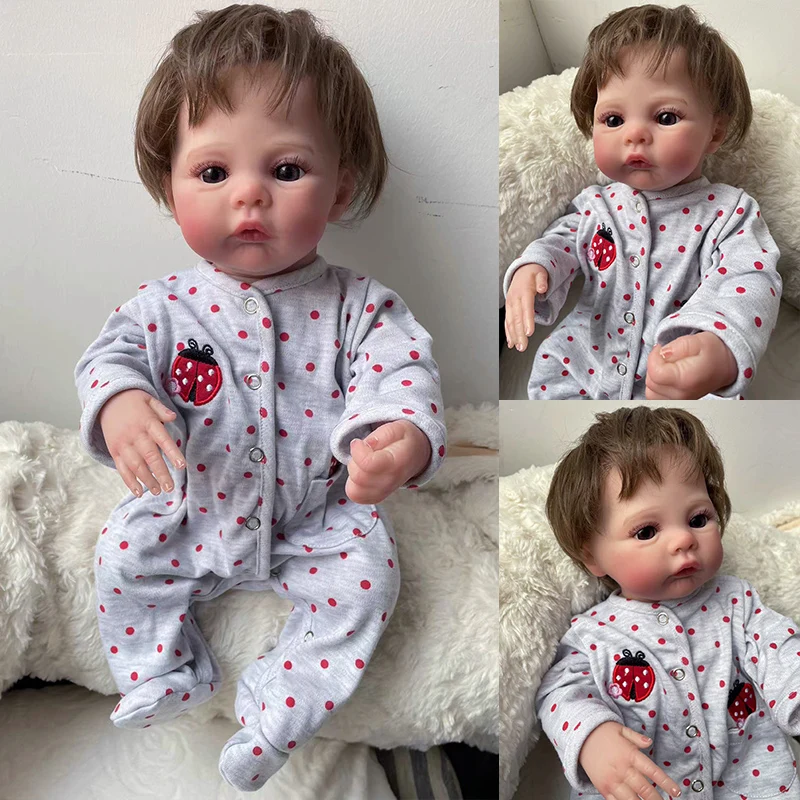 

48cm Meadow Full Body Vinyl Newborn Baby Girl Reborn Doll Soft Cuddly Body Lifelike Soft Touch with Visible Veins Art Doll