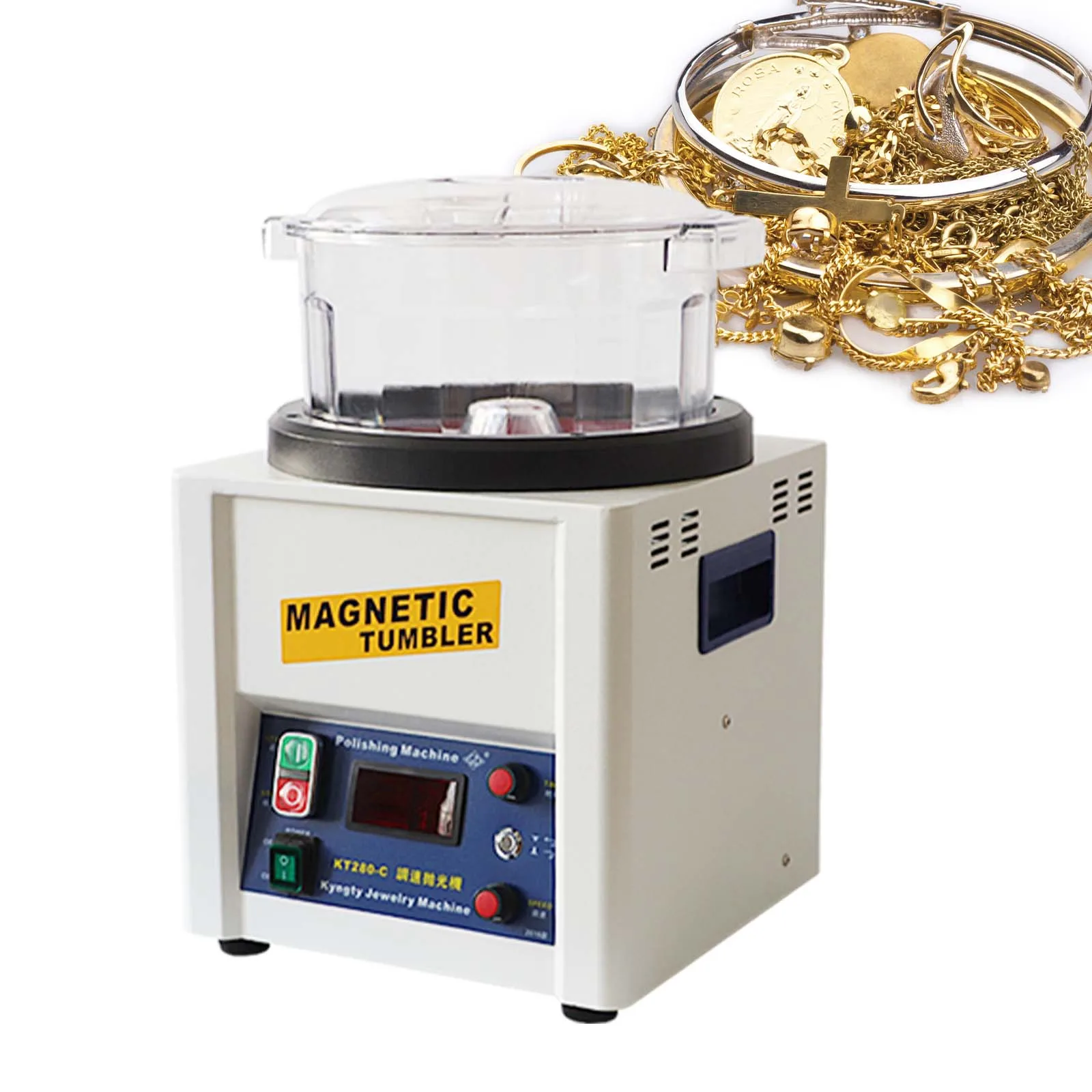 

KT280 Magnetic Polishing Machine Jewelry Polishing Machine for Gold, Silver and Copper Components with Deburring Digital Display