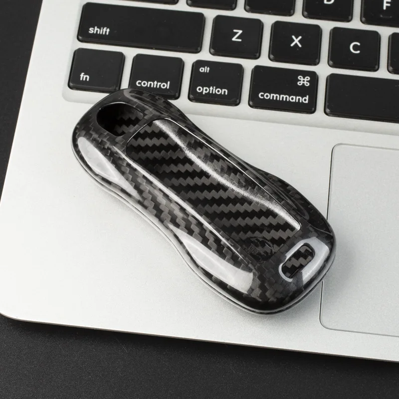 

1 Pcs Real Carbon Fiber Car Key Case Cover Shell For Porsche Macan Cayenne 718 Panamera Key Protective shell