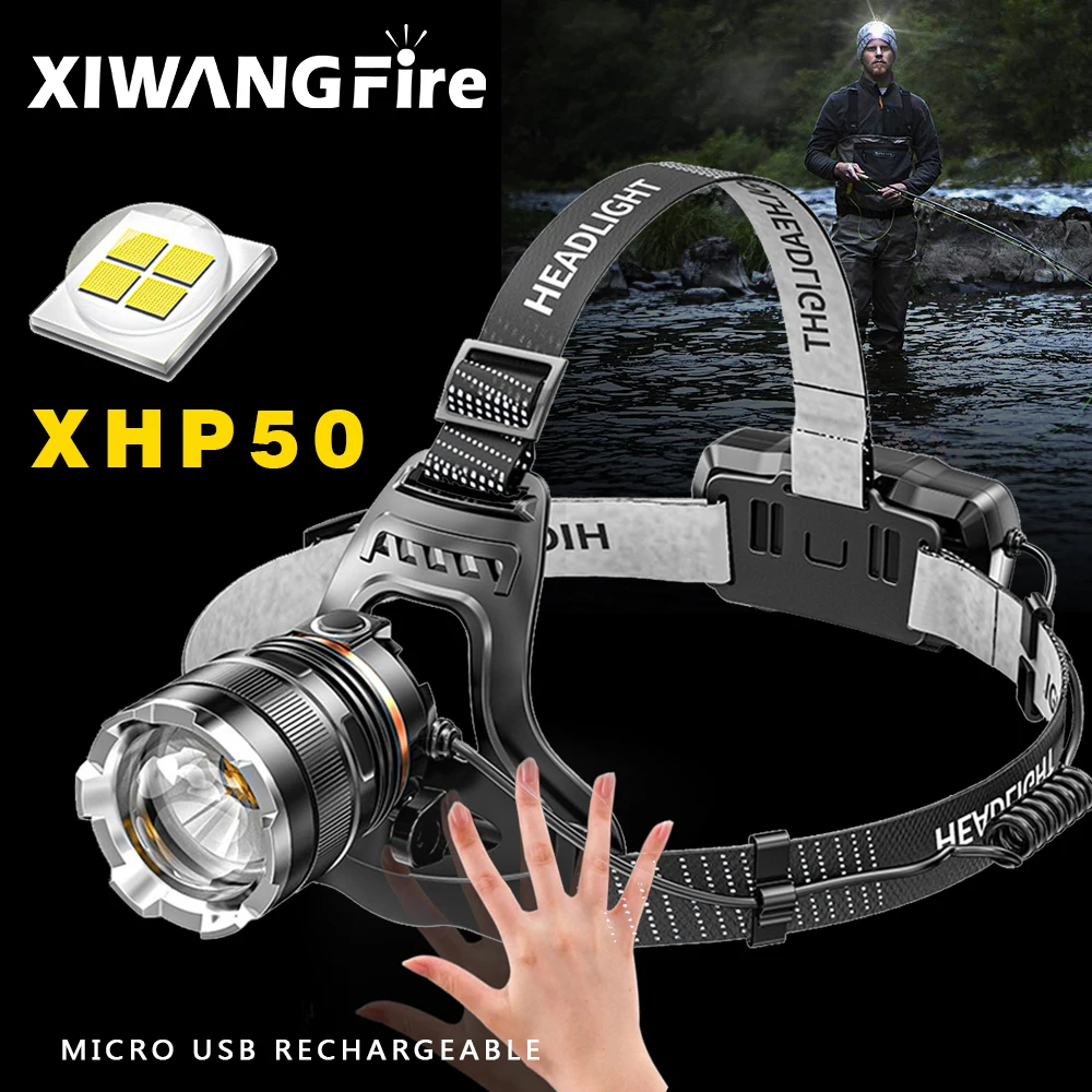 3500 Lumen XHP50 LED Zoomable HeadlampUSB Rechargeable 18650 HeadLight HeadTorch