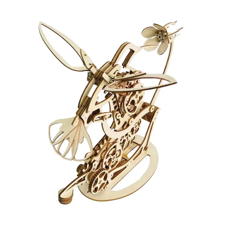 3D wooden dynamic mechanical hummingbird model hand-assembled DIY crafts ornaments for adults and children's educational gifts 4