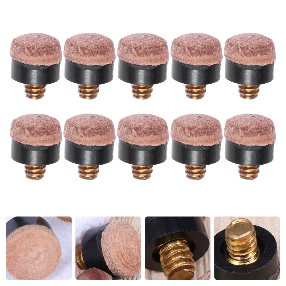 20 Pcs Screw Head Pool Cue Tips Cues Replacement Accessories Billiard for Skin