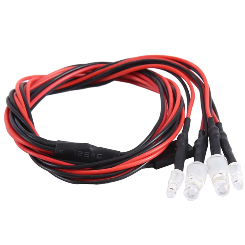 ZIZI 4 LED RC LED 라이트 키트 (1/10 RC 자동차 트럭 크롤러 RC 모델 드리프트 자동차 헤드라이트 테일라이트, 5mm & 3mm, 흰색 빨간색, 간편하게 설치 가능)
