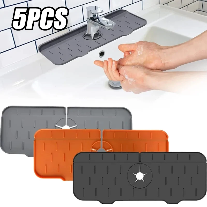 Silicone Drain Mat, Kitchen Faucet Sink Splash Guard, Boho Style