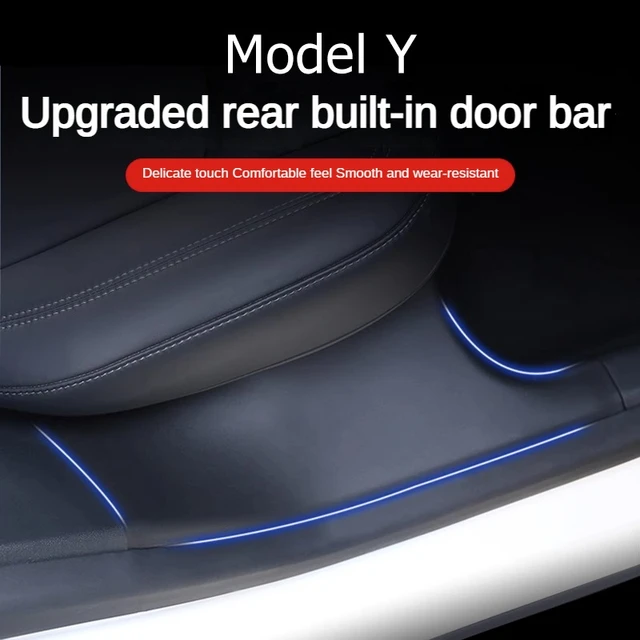 For Tesla Model Y Rear Door Sill Protective Pad Cover Guards Threshold  Bumper Strip Fit Original Car Anti Kick Pads ABS Model Y - AliExpress