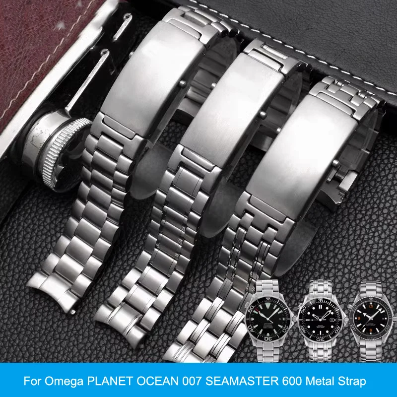 

Watch Chain Solid Stainless Steel Watch Strap for Omega 007 Seamaster Planet Ocean 300m Sports watchbands Bracelet 20mm 22mm