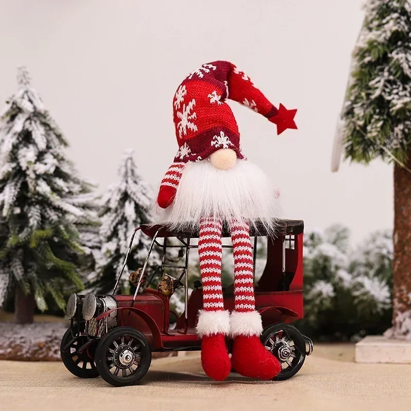 Christmas Faceless Doll Gnome LED Light Plush Knitting Crafts Pendant Decorations for Home Kids Gift