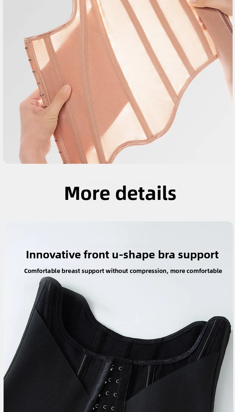 Stahlknochen Taille Trainer Korsett Frauen Doppelschicht Unterbrust Cincher Atmungs Body Shaper Bauch Control Gürtel Shapewear – Detail 12