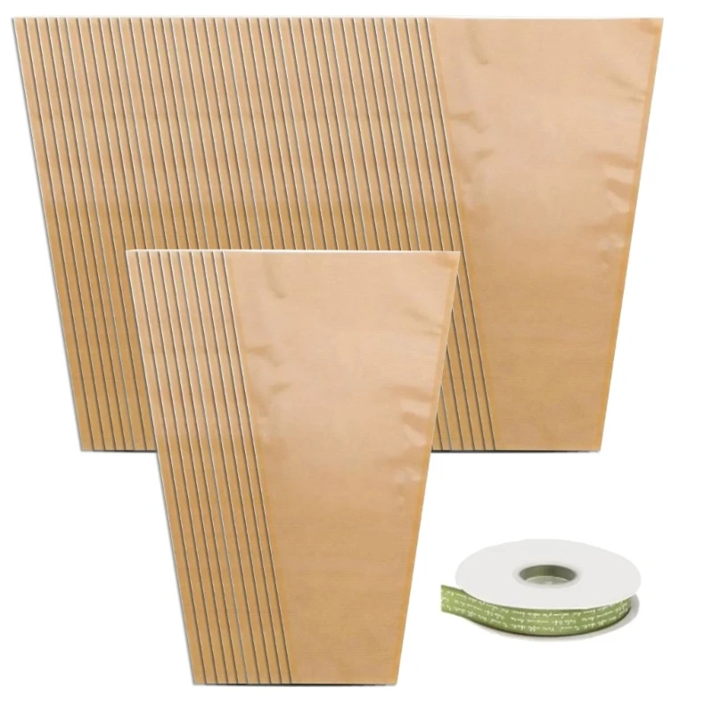 Y1UB Packung mit 50 funktionellen Blumenverpackungsbeuteln aus Kraftpapier für Blumensträuße und Geschenke