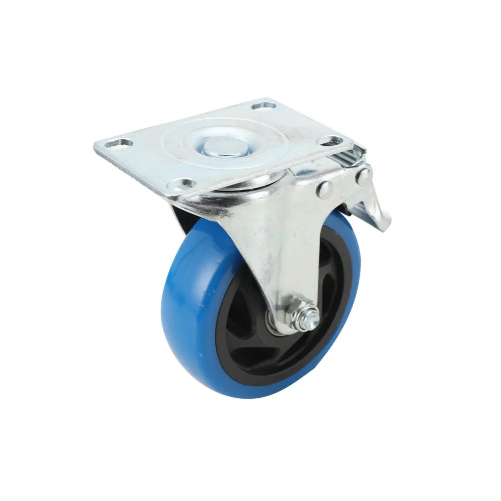 4 x 100 mm Lenkrollen mit Bremse, Transportrollen, robuste Rollen, 120 kg pro Rolle, Polyurethan-Möbelrad – Detail 9