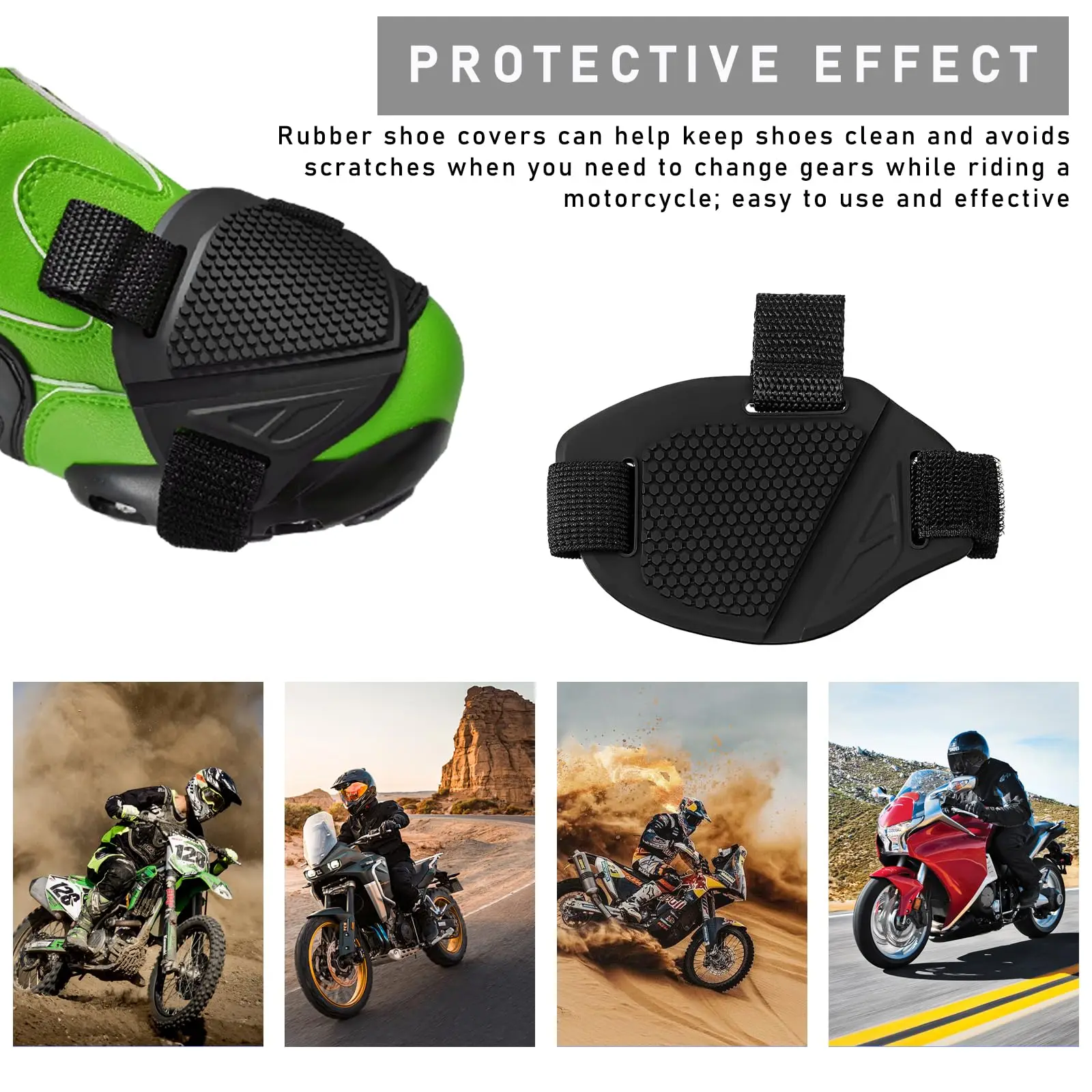Black Motorcycle Shifter Pad Boot Cover - Rubber Shoe Protector
