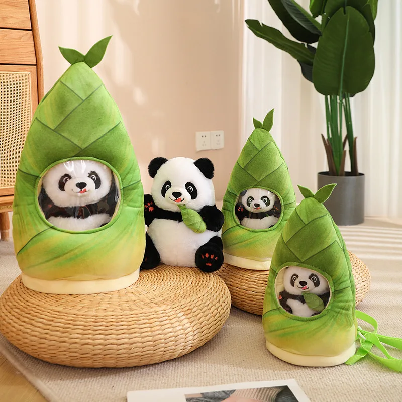 2 In 1 Cute Bamboo Tube Panda Plush Toy Kawaii Stuffed Livelike Panda Hug  Bamboo Plushie Doll Pillow for Kids Birthday Xmas Gift