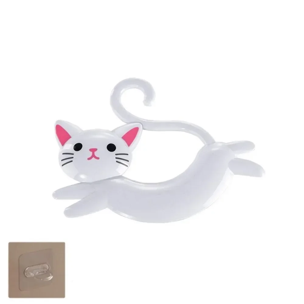 Wall Mounted Cat Shaped Towel Bar Creative No Punching Cute Towel Rack Cartoon Door Back Holder