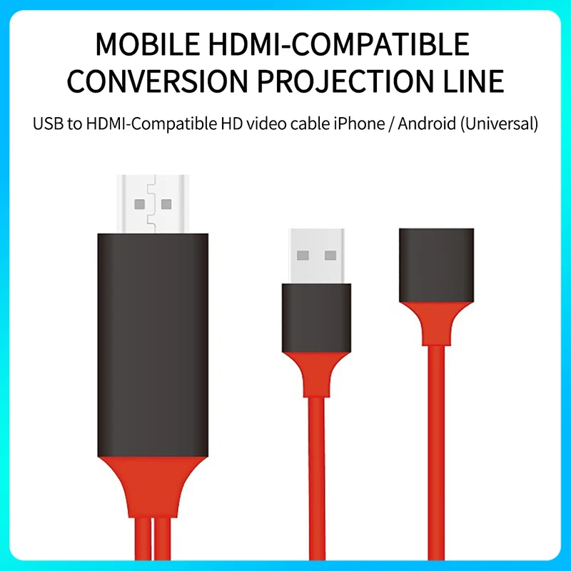 

USB To Hdmi-compatible Cable Converter Adapter Mirror Cast MHL Cable Micro USB Type C To For IPhone IPad To TV Projector