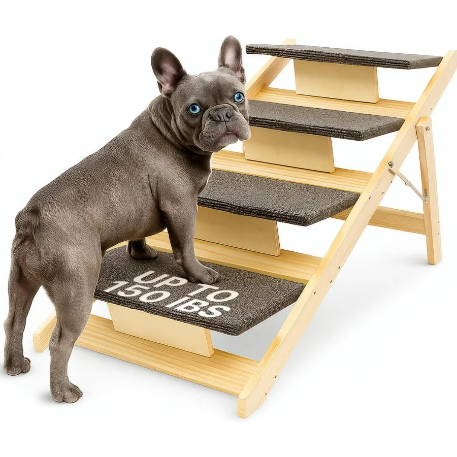 Sturdy Wooden Dog Stairs for High Beds
