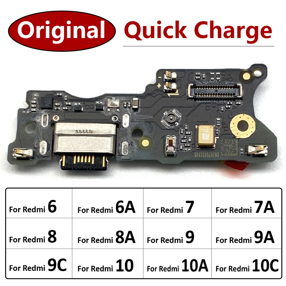

Original For Xiaomi Redmi 6 6A 7 7A 8 8A 9 9A 9C 9T 10 10A 10C USB Charger Dock Connector Charging Port Microphone Flex Cable