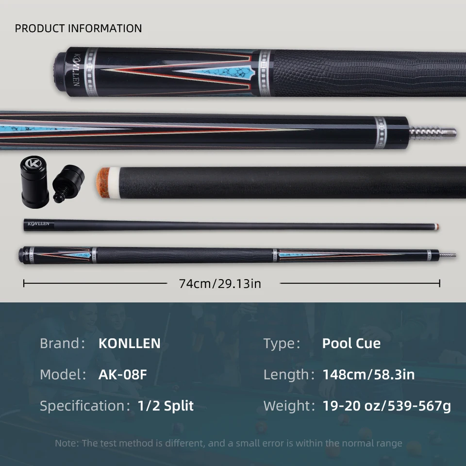 KONLLEN Carbon Fiber Pool Cue Stick KL-08 Low Deflection shaft