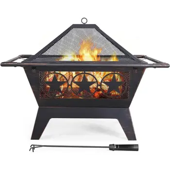Large Square Wood-Burning Outdoor Fire Pit 1